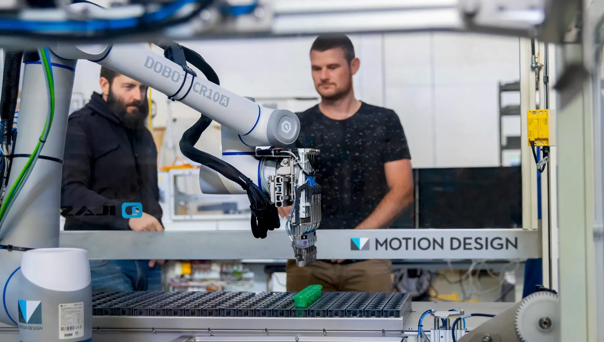 Industrial automation machine with robot made by Motion Design Automation, one of the original automation companies in New Zealand
